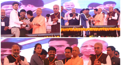 मुख्यमंत्री योगी आदित्यनाथ ने प्रयागराज में मिशन रोजगार के तहत प्रयागराज में 5,000 से अधिक युवाओं को नियुक्ति-पत्र एवं स्मार्टफोन/टैबलेट वितरित किया