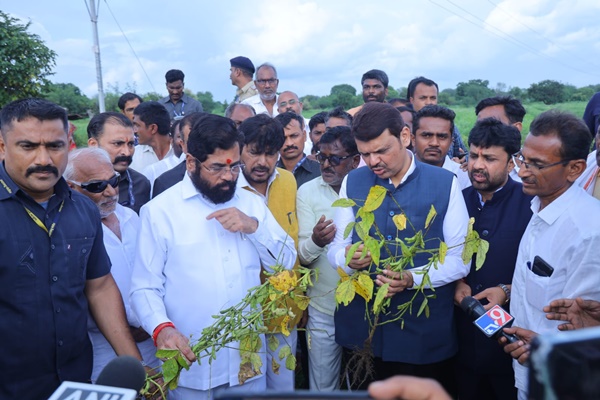 CM Eknath Shinde and Deputy CM Devendra Fadnavis reviews crop loss caused by excessive rains in Maharashtra