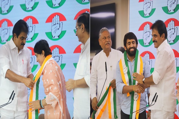 हरियाणा विधानसभा चुनाव से पहले पहलवान बजरंग पुनिया और विनेश फोगाट कांग्रेस में हुए शामिल