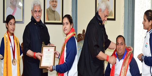 J&K: Lt. Governor Manoj Sinha felicitates Paris 2024 Paralympics Bronze Medallists