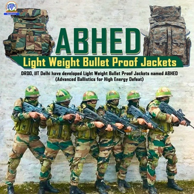 ڈی آر ڈی او نے ہلکے وزن کی بلیٹ پروف جیکٹ تیار کرنے کیلئے آئی آئی ٹی دلّی کے ساتھ ایک مفاہمت نامے پر دستخط کئے ہیں