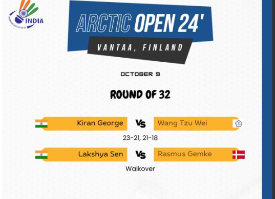 Kiran George advances to men’s singles quarterfinals of Arctic Badminton Open 2024