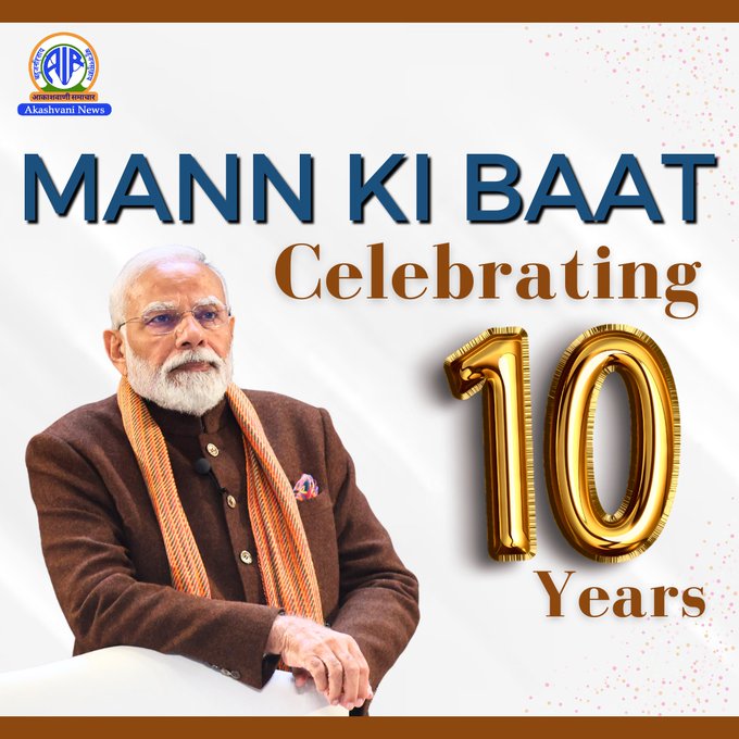 प्रधानमंत्री नरेन्द्र मोदी के लोकप्रिय रेडियो कार्यक्रम ‘मन की बात’ के 10 वर्ष पूरे