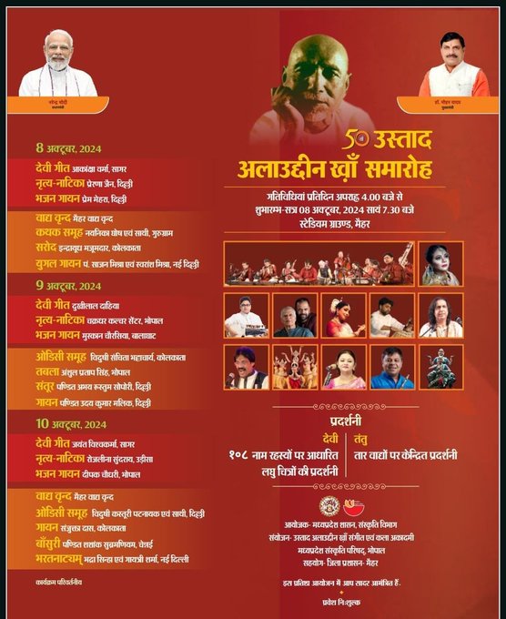 मध्‍य प्रदेश के मैहर में आज से शुरू हो रहा है उस्ताद अलाउद्दीन खां संगीत समारोह