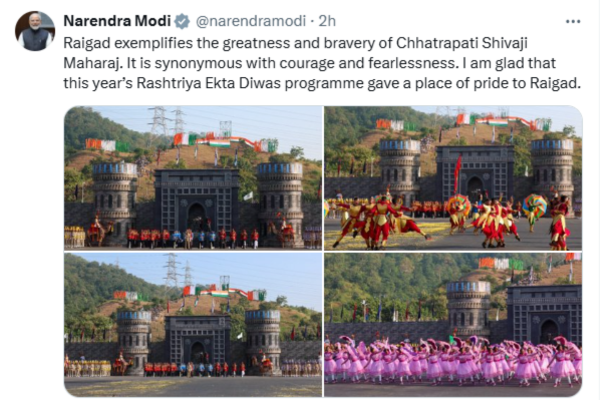 PM Modi Hails Raigad Fort as Legacy of Chhatrapati Shivaji Maharaj
