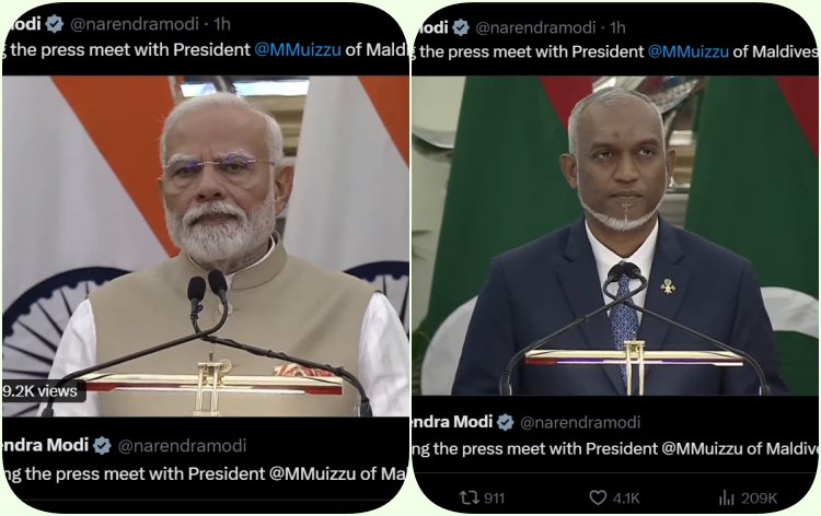 মালদ্বীপৰ ৰাষ্ট্ৰপতি ড° মহম্মদ মুইজ্জুৰ সৈতে দ্বিপাক্ষিক, আঞ্চলিক তথা আন্তঃৰাষ্ট্ৰীয় বিষয় সন্দৰ্ভত প্রধানমন্ত্ৰী মোদীৰ আলোচনা