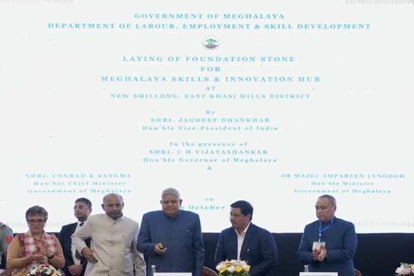 VP Jagdeep Dhankhar lays foundation stone of Meghalaya Skill and Innovation Hub in Shillong