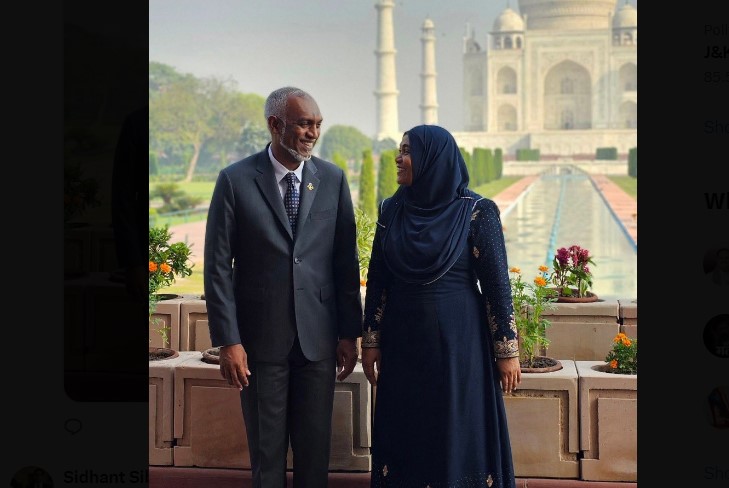 मालदीव के राष्ट्रपति डॉ0 मोहम्मद मुइज्जू अपनी पत्नी और प्रतिनिधिमंडल के साथ ताजमहल देखने आगरा पहुंचे