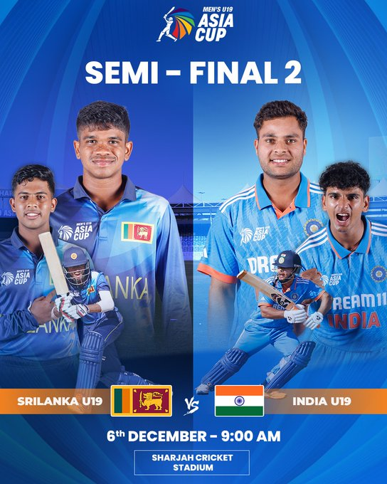 अंडर-19 वनडे क्रिकेट एशिया कप के सेमीफाइनल में आज भारत का मुकाबला श्रीलंका से होगा