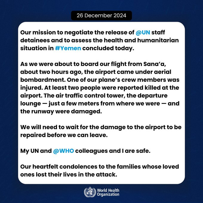 यमन की राजधानी सना में हूती विद्रोहियों द्वारा गिरफ्तार किए गए 13 संयुक्त राष्ट्र कर्मचारियों की रिहाई पर बातचीत पूरी