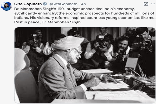 Economists, industrialists mourn passing away of former PM Dr Manmohan Singh