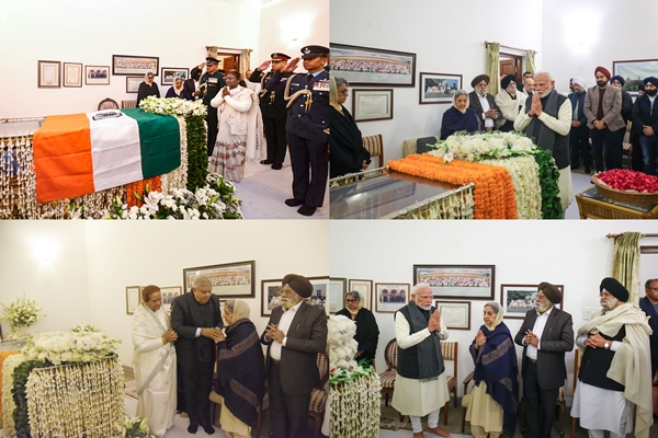 صدر جمہوریہ دروپدی مرمو، نائب صدر جگدیپ دھنکھڑ، وزیر اعظم نریندر مودی اور دیگر رہنماؤں نے سیاسی پارٹیوں سے قطع نظر آج آنجہانی سابق وزیر اعظم ڈاکٹر منموہن سنگھ کو نئی دلّی میں اُن کی رہائش گاہ پر خراج عقیدت پیش کیا