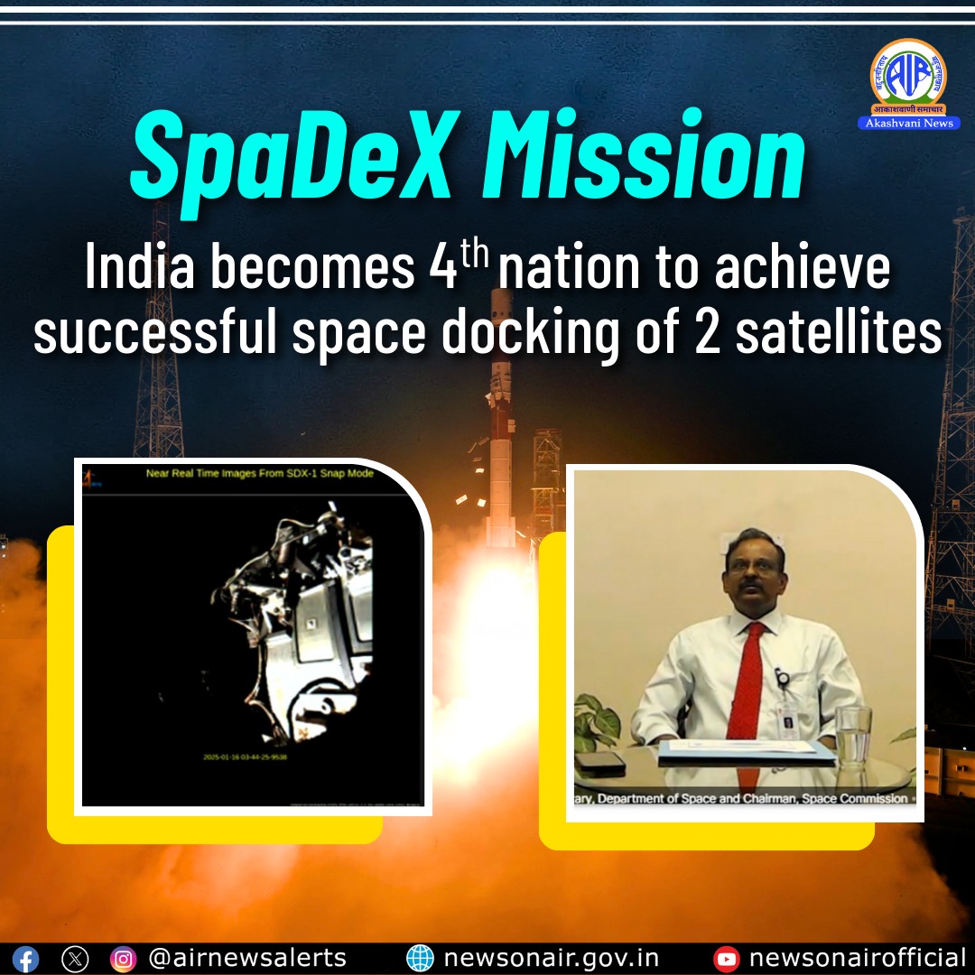 स्‍पेडेक्‍स मिशन के तहत दो उपग्रहों की डॉकिंग प्रक्रिया के साथ भारत ने इतिहास रचा