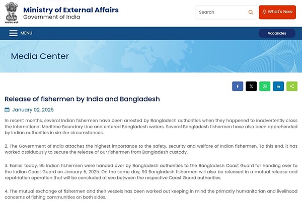 India-Bangladesh to repatriate 185 fishermen in mutual exchange operation