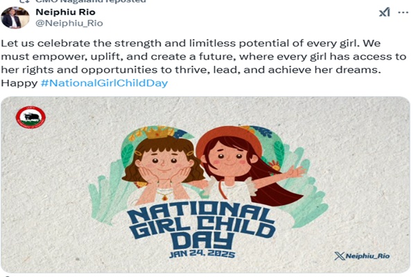 National Girl Child Day: Nagaland CM urges citizens to celebrate strength, potential of every girl
