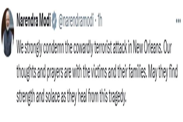 PM Modi strongly condemns cowardly terrorist attack in New Orleans