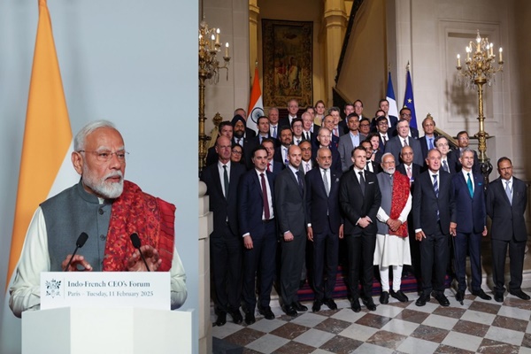प्रधानमंत्री नरेन्‍द्र मोदी ने पेरिस में फ्रांस के राष्ट्रपति के साथ भारत-फ्रांस सीईओ फोरम को संबोधित किया