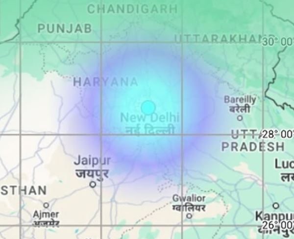 नवी दिल्लीत भूकंपाचे झटके