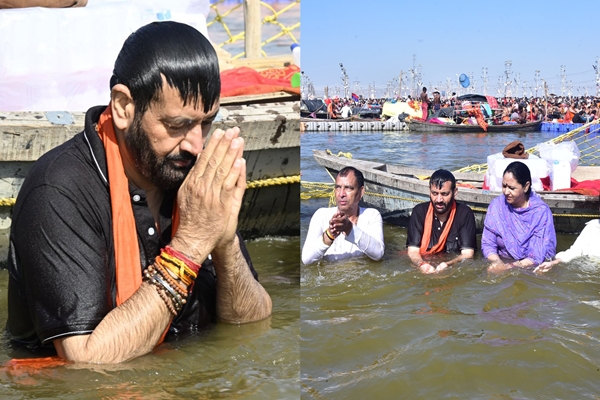 Haryana CM Nayab Singh Saini Takes Holy Dip at Maha Kumbh