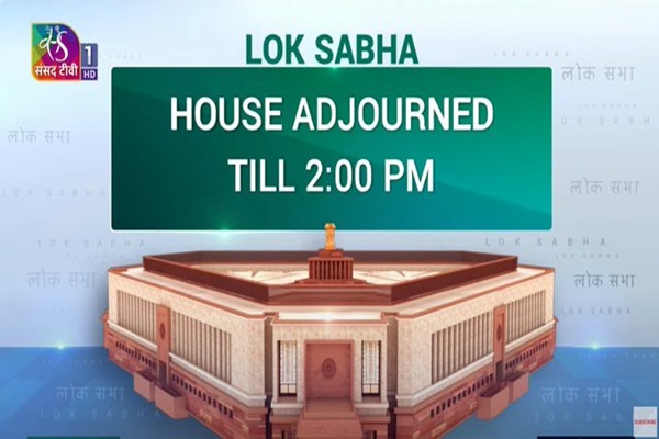 Lok Sabha adjourned till 2 PM amidst uproar by opposition members