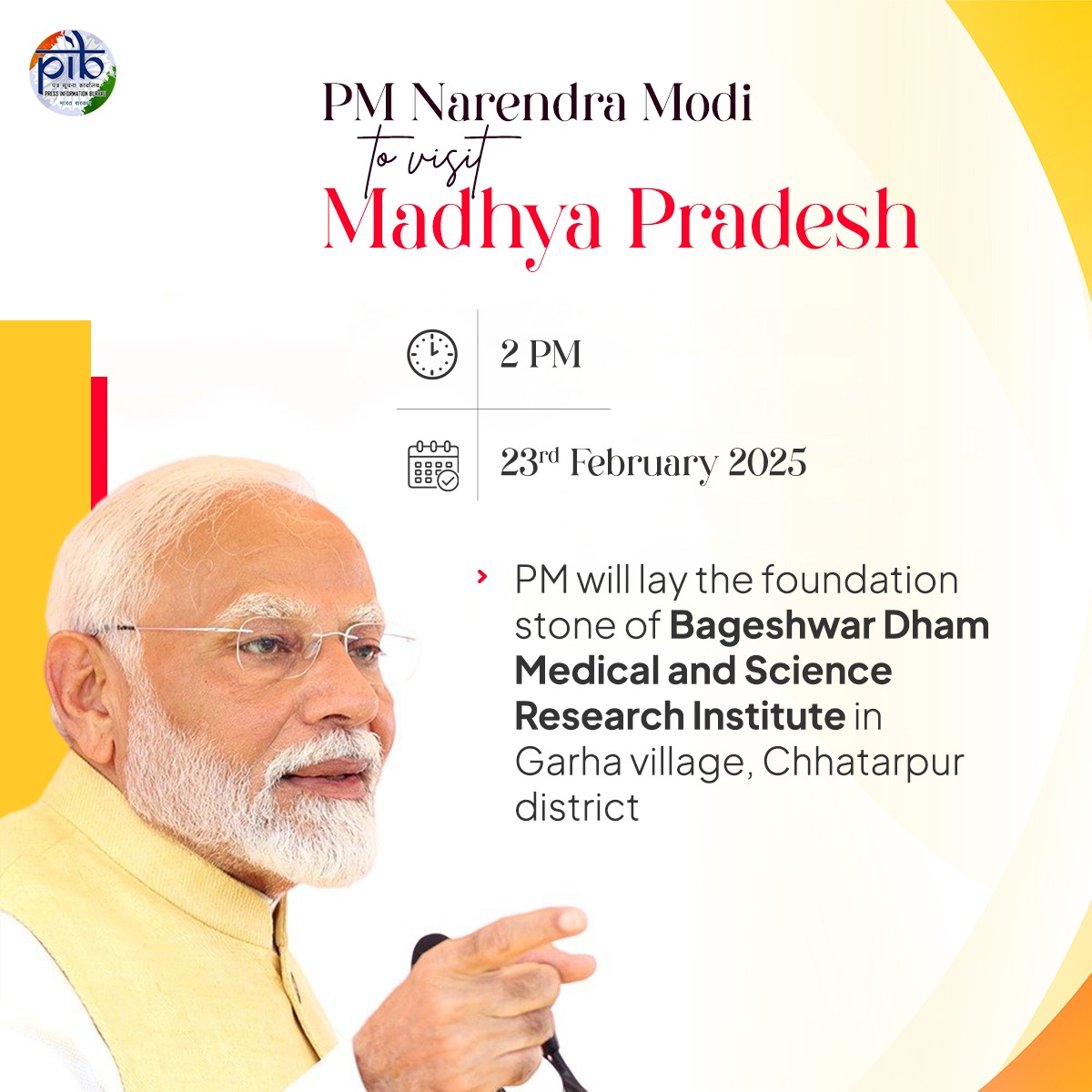PM Modi to embark on 3-day visit to Bihar, MP & Assam starting today to lay foundation stones & launch developmental projects