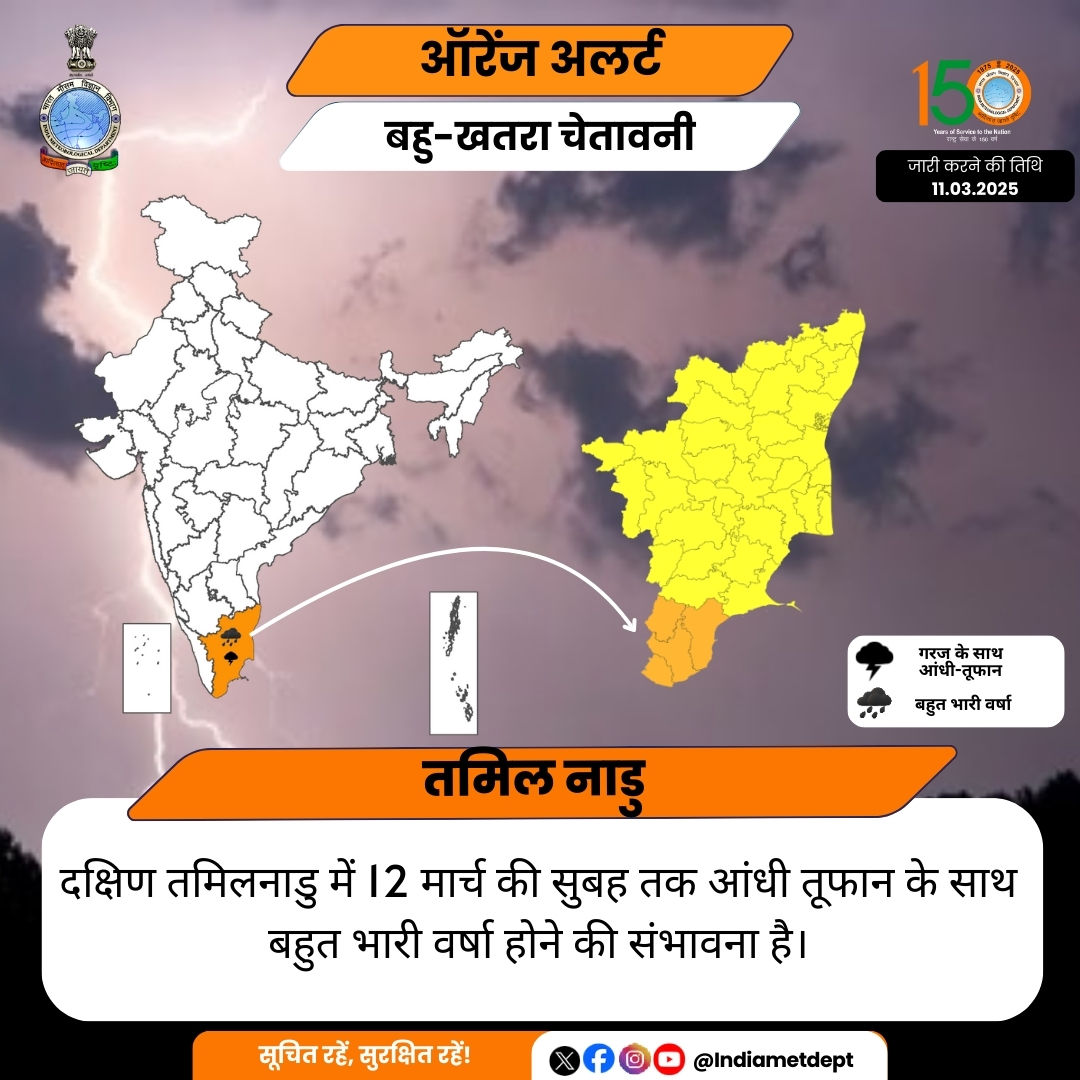 मौसम विभाग ने दक्षिण और पूर्वोत्तर भारत में भारी बारिश का अनुमान जताया