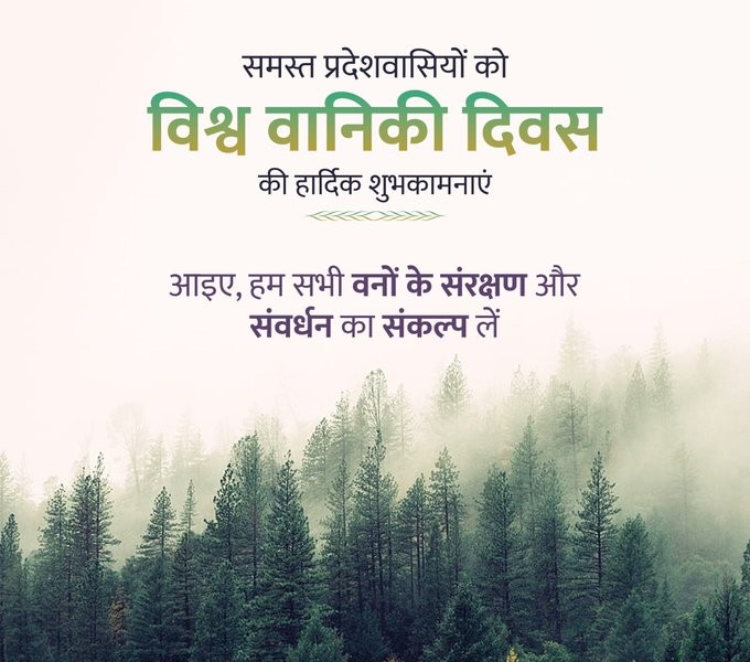 अंतर्राष्ट्रीय वन दिवस के अवसर पर मुख्यमंत्री ने वनों की सुरक्षा का संकल्प लेने का आह्वान किया। 