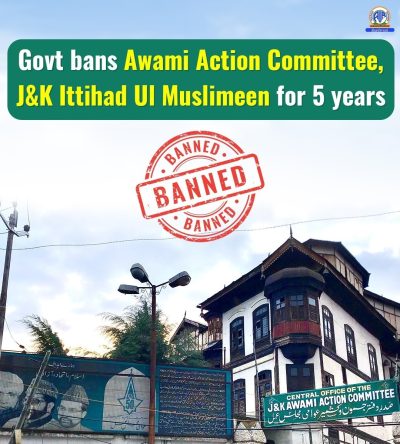 Govt imposes 5-year ban on Awami Action Committee, Jammu and Kashmir Ittihad Ul Muslimeen
