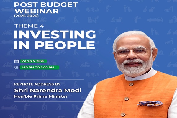 પ્રધાનમંત્રી નરેન્દ્ર મોદી આજે વીડિયો કૉન્ફરન્સના માધ્યમથી રોજગાર પર અંદાજપત્ર બાદના વૅબિનારમાં ભાગ લેશે