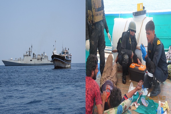 ભારતીય નૌકાદળના INS ત્રિકંદે ઓમાનના દરિયાકાંઠેથી માછીમારી જહાજ પર એક પાકિસ્તાની નાગરિકને જરૂરી તબીબી સહાય પૂરી પાડી