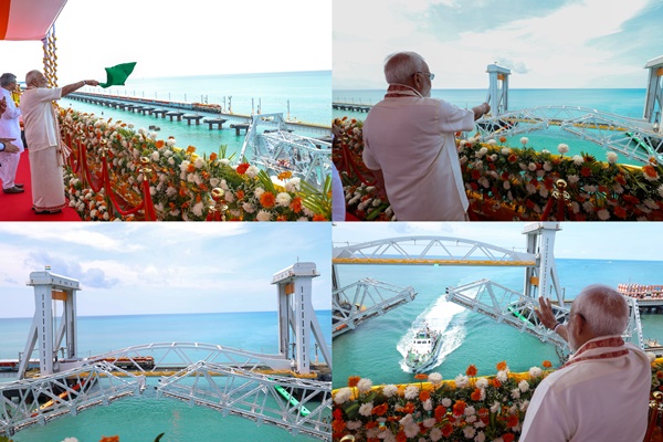 तामिळनाडूमध्ये रामेश्वरम इथल्या नवीन पंबन रेल्वे पुलाचं प्रधानमंत्र्यांच्या हस्ते उद्घाटन