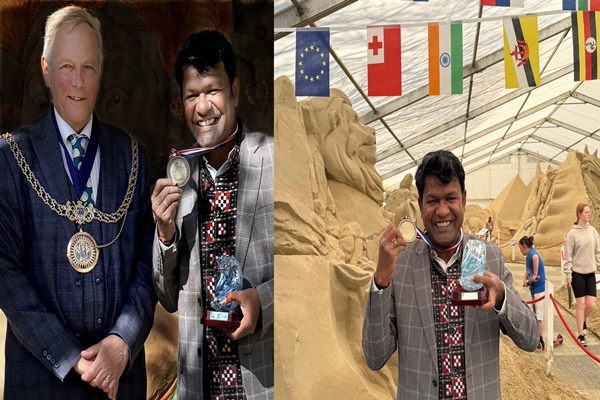 معروف بھارتی ریت فنکار سدرسن پٹنائک ریت کے فن میں اپنی شاندار خدمات کے لئے باوقار فریڈ Darrington Sand Master ایوارڈ حاصل کرنے والے پہلے بھارتی بن گئے ہیں۔