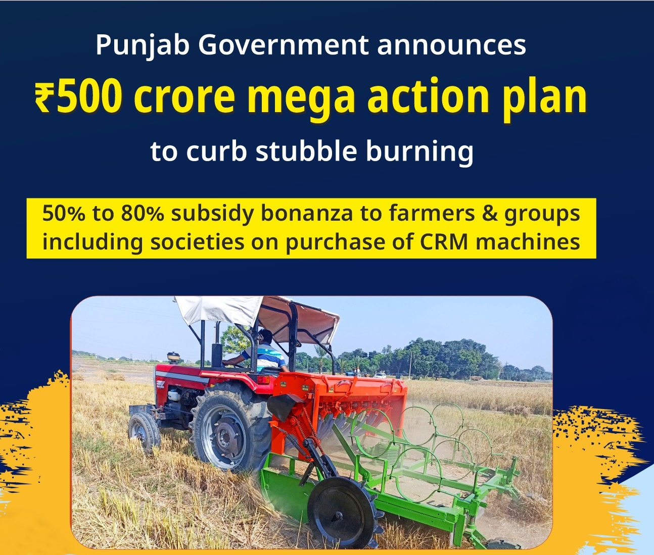 Punjab govt announces ₹500 cr action plan  to curb stubble burning