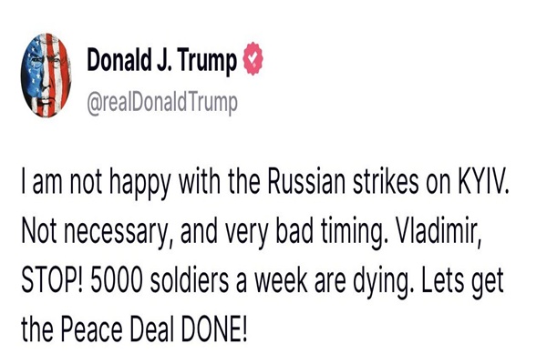 ‘Vladimir, stop’: US President Trump says after Russian strikes on Kyiv