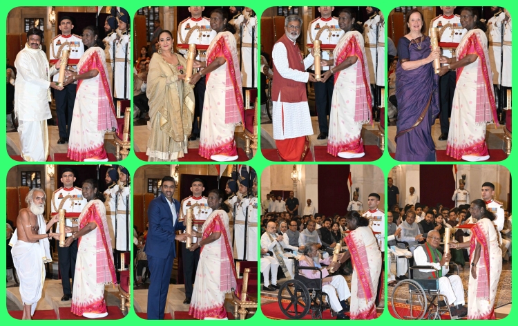 ৰাষ্ট্ৰপতি ভৱনত দেশৰ অন্যতম সর্বোচ্চ অসামৰিক সন্মান পদ্ম বঁটা প্ৰদান ৰাষ্ট্ৰপতি দ্ৰৌপদী মুৰ্মুৰ