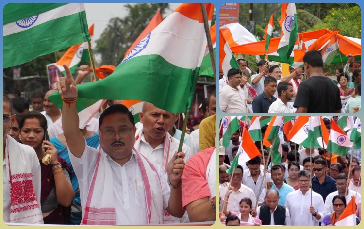 ৰাজ্যৰ বিভিন্ন ঠাইত প্রধানমন্ত্ৰীৰ মন কী বাত অনুষ্ঠানৰ পাছত বিজেপি দলীয় নেতা-কৰ্মীসকলৰ তিৰংগা যাত্ৰা
