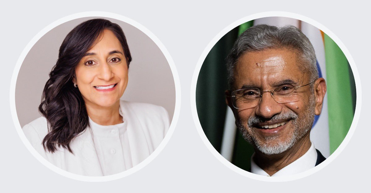 विदेश मंत्री डॉ. एस जयशंकर ने कनाडा की विदेश मंत्री अनीता आनंद को उनके सफल कार्यकाल के लिये शुभकामनाएं दीं