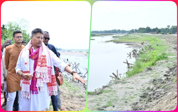 জলসম্পদ বিভাগৰ মন্ত্ৰী পীযুষ হাজৰিকাৰ তামুলপুৰ জিলাৰ পাগলাদিয়া নৈত নির্মীয়মান মথাউৰি পৰিদৰ্শন