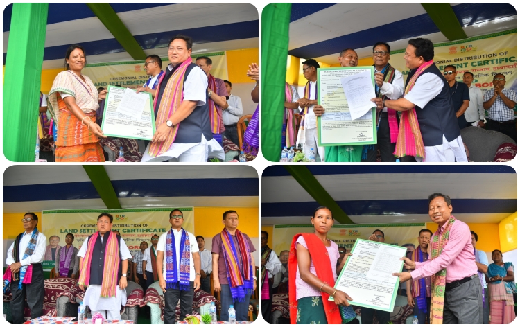 ১,২৪৫টা ভূমিহীন পৰিয়ালক ভূমি অধিকাৰৰ প্ৰমাণপত্ৰ বিতৰণ বি টি আৰৰ মুখ্য কার্যবাহী সদস্য প্রমোদ বড়োৰ