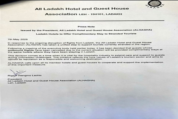 Ladakh hotels offer free stay to stranded tourists after flight Ccancellations