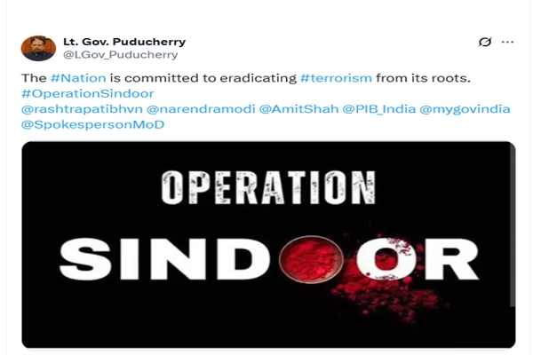 Puducherry LG hails Army’s Operation Sindoor strike as bold response to Pahalgam attack
