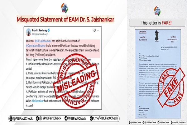 Govt Refutes Fake Claims on EAM Jaishankar & Rajnath Singh, Warns Against Misinformation