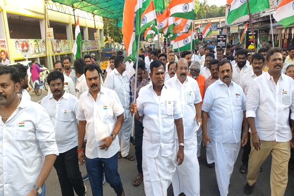 BJP Holds Tiranga Rally in Puducherry, Flagged Off by Selva Ganapathy