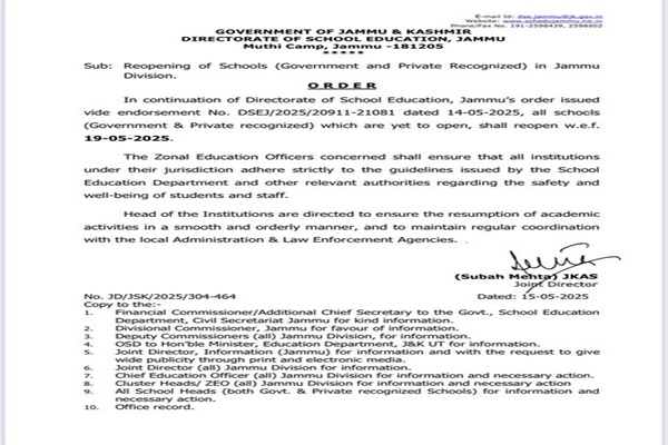 Jammu division schools reopen with tight safety measures