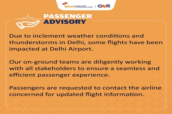 Thunderstorms disrupt flights at Delhi Airport