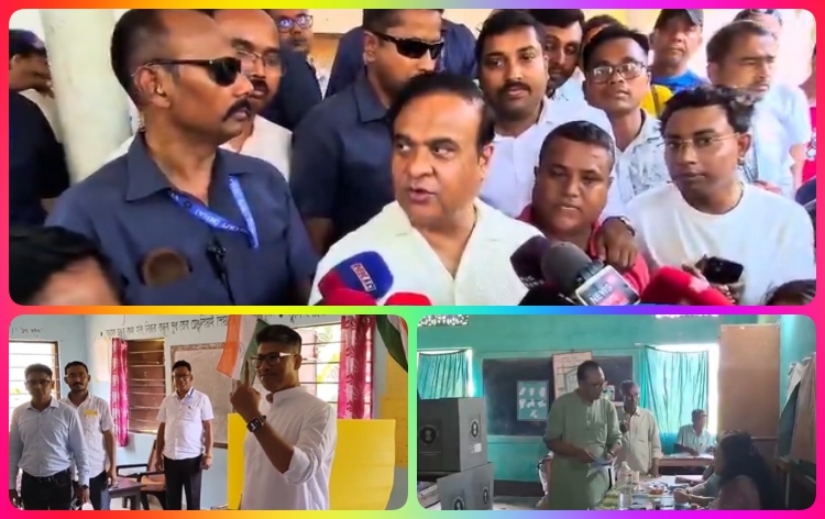 মুখ্যমন্ত্ৰী হিমন্ত বিশ্ব শৰ্মা, মন্ত্ৰী পীযুষ হাজৰিকা, সাংসদ প্ৰদ্যুৎ বৰদলৈৰ ভোটদান