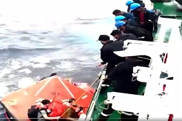 Navy rescues three crew members of distressed container vessel