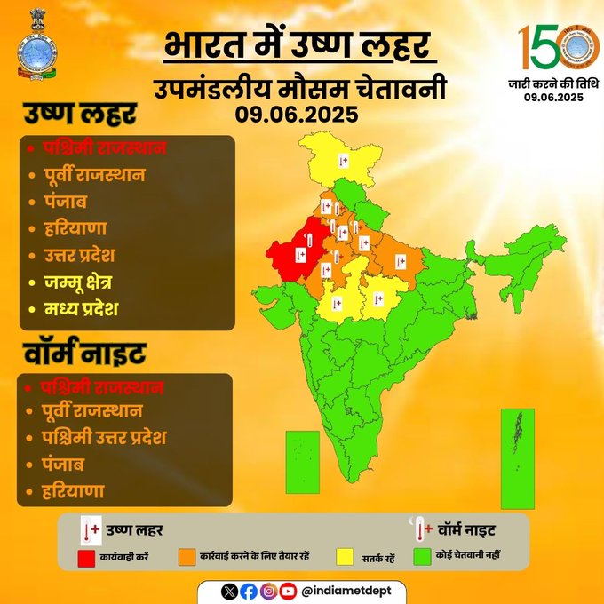 मौसम विभाग ने अगले 4 से 5 दिनों के दौरान देश के उत्तर-पश्चिमी भागों में लू चलने का पूर्वानुमान लगाया