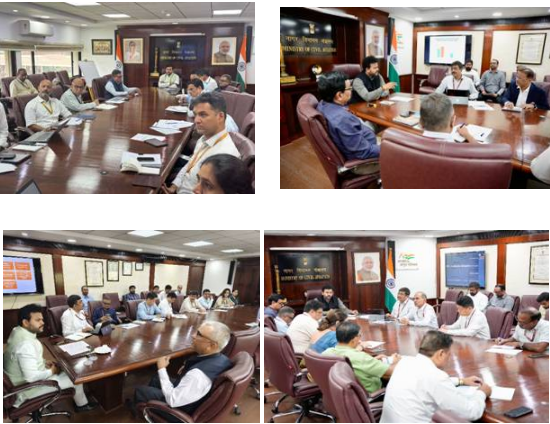 नागरी विमान वाहतूक मंत्री राममोहन नायडू यांच्या अध्यक्षतेखाली उच्चपदस्थ अधिकाऱ्यांची बैठक