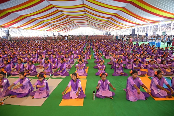 AP: 25k tribal children performe 108 Surya Namaskars in 108 minutes